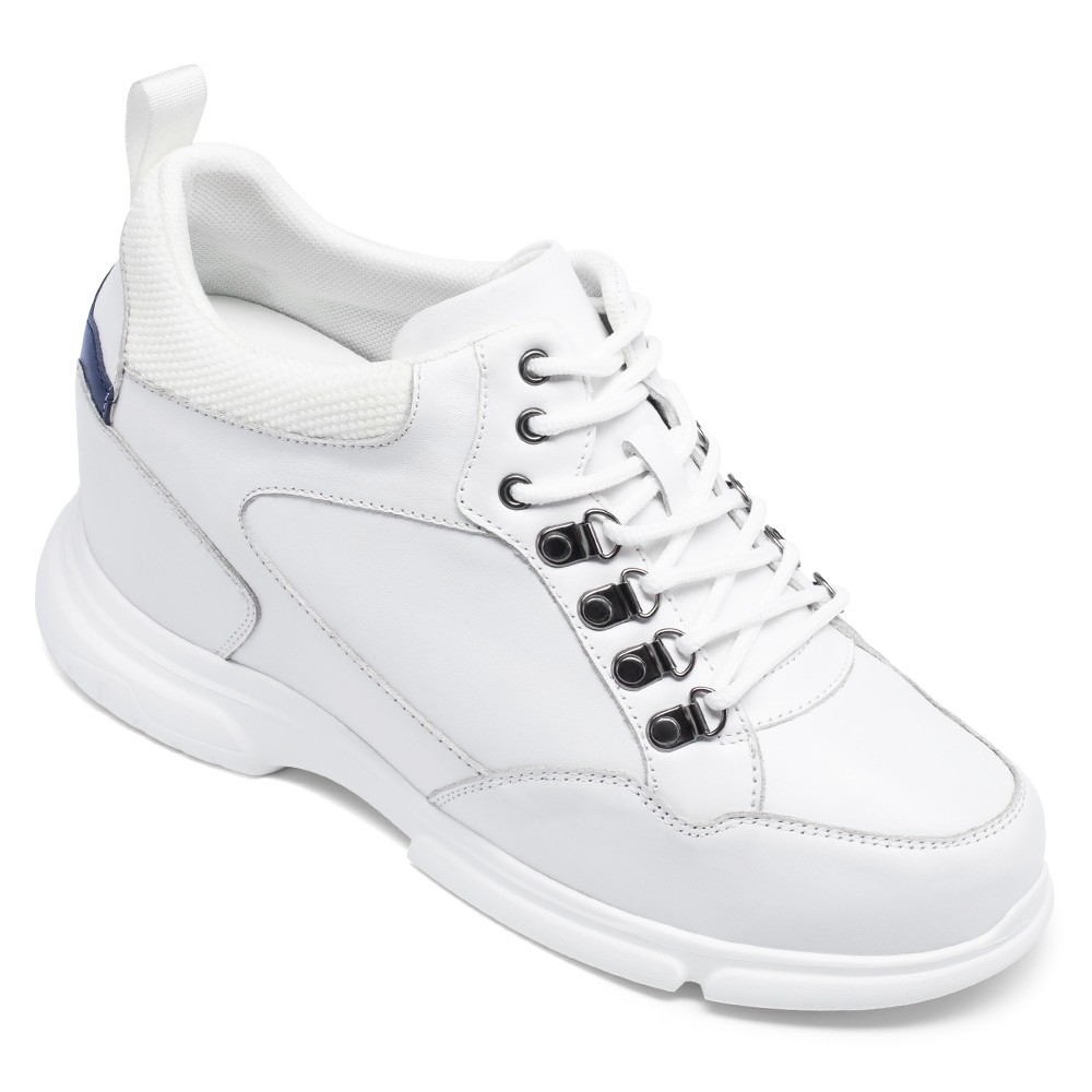 STRIDE Height Increase Shoes Men Elevator Sneakers Shoes White Leather Shoes 10CM / 3.94 Inches