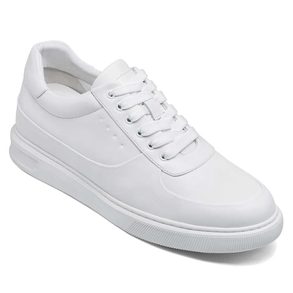 STRIDE Height Elevator Shoes - Height Increasing Shoes For Men - White Casual Sneakers 6 CM / 2.36 Inches