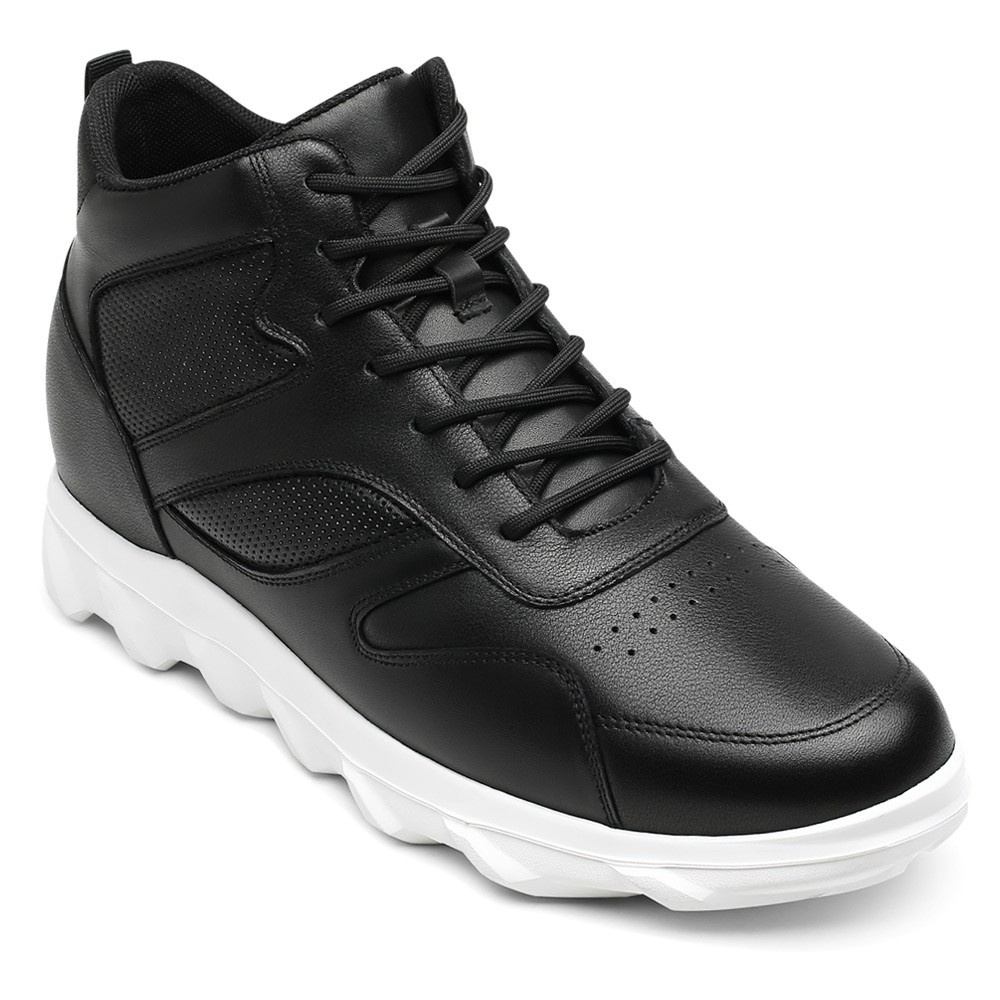 STRIDE Height Increasing Shoes - Mens Shoes That Add Height - Black High Top Sneakers 8cm / 3.15 Inches