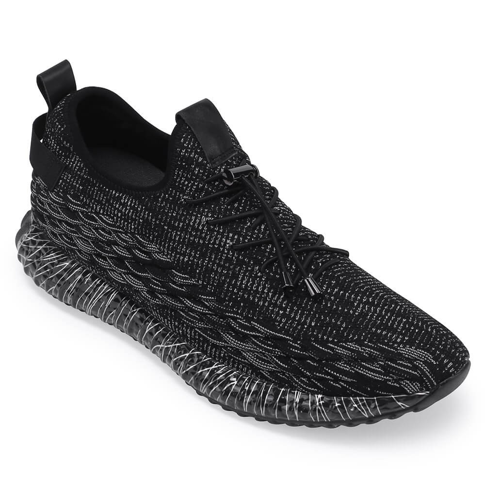 STRIDE Elevator Sneakers That Give You Height 7 CM Black Height Increasing Sneakers For Men 7CM / 2.76 Inches