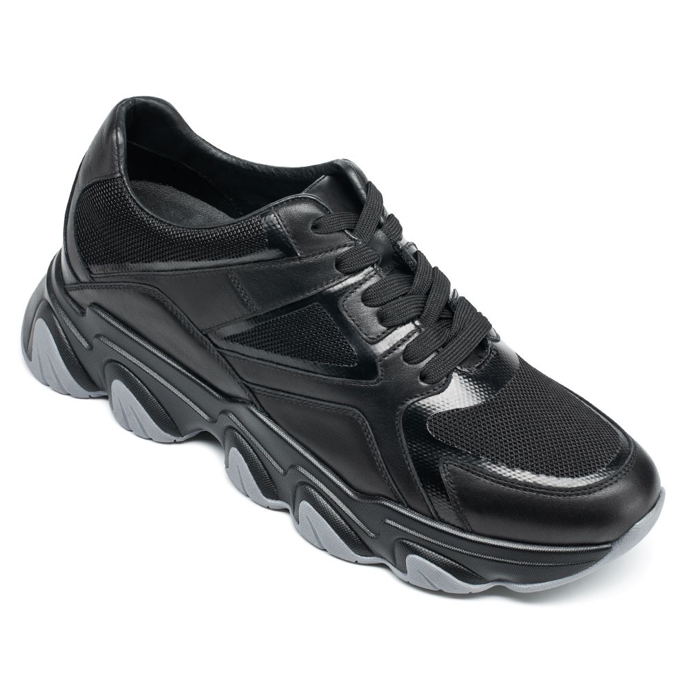 STRIDE Height Increasing Sneakers - Mens Shoes That Add Height - Black Breathable Casual Men Shoes 7 CM / 2.76 Inches