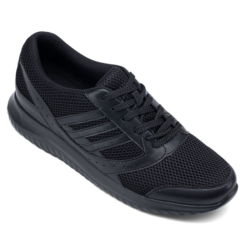 STRIDE Comfortable Height Increasing Shoes Black Mens Elevator Sneakers Sports Athletic Trainers 7CM / 2.76 Inches
