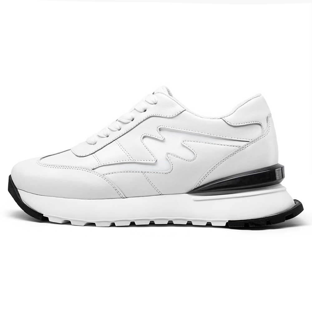 STRIDE Elevator Sneakers For Women - Height Increasing Shoes For Ladies - White Leather Sneakers 8CM / 3.15 Inches