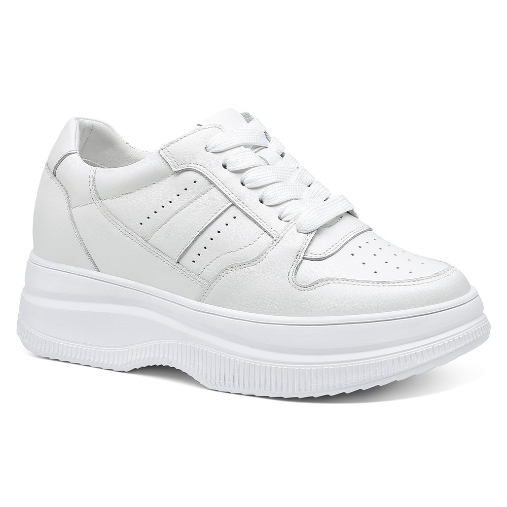 STRIDE Height Increasing Shoes For Women - Elevator Sneakers For Women - Casual Women White Wedge Sneakers 8CM / 3.15 Inches