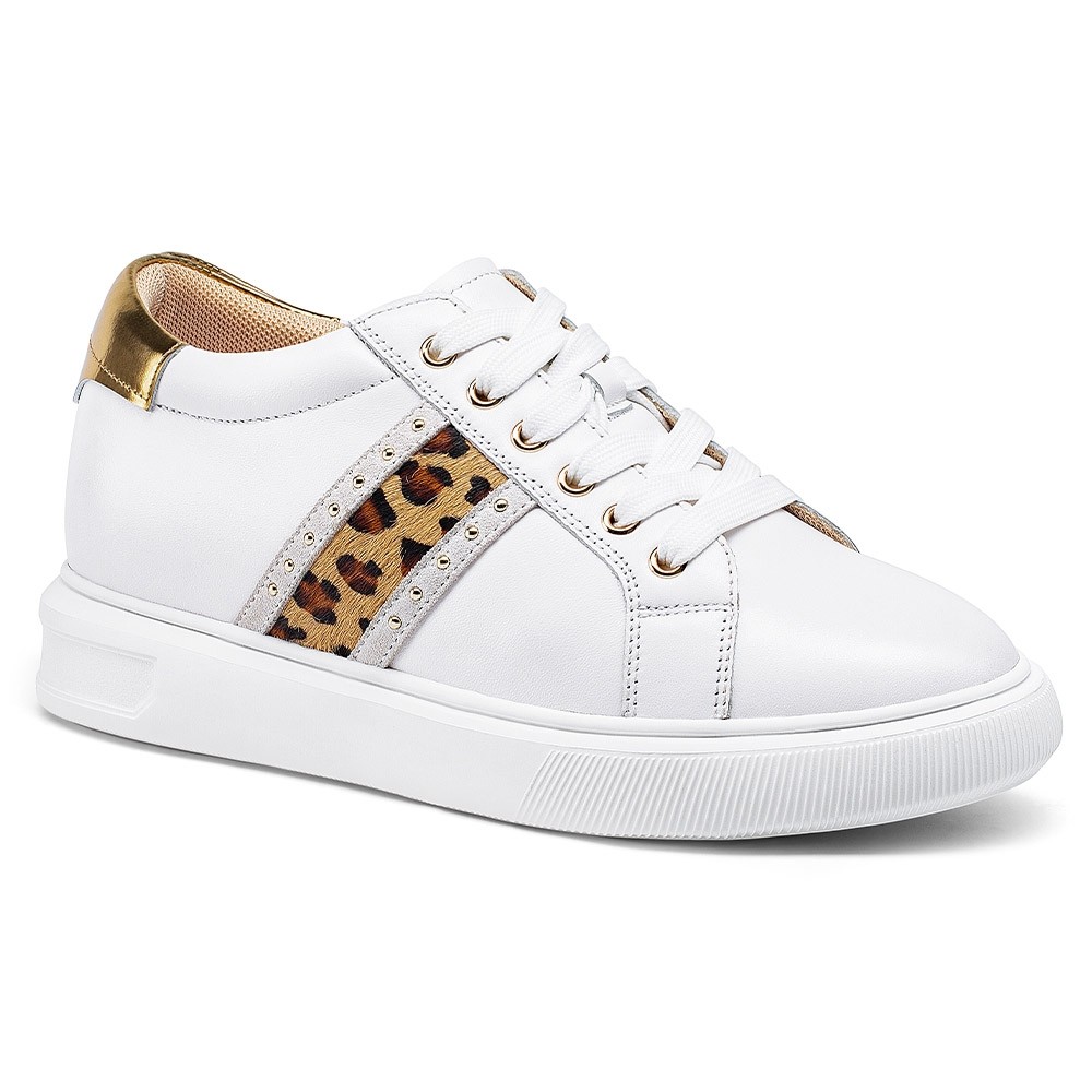 STRIDE Elevator Shoes For Women - Elevator Shoes Sneakers Women - White Wedge Sneakers 7 CM / 2.76 Inches