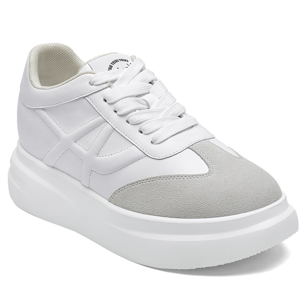 STRIDE Elevator Shoes Sneakers Women - Women Casual Wedge White Sneakers 7CM / 2.76 Inches
