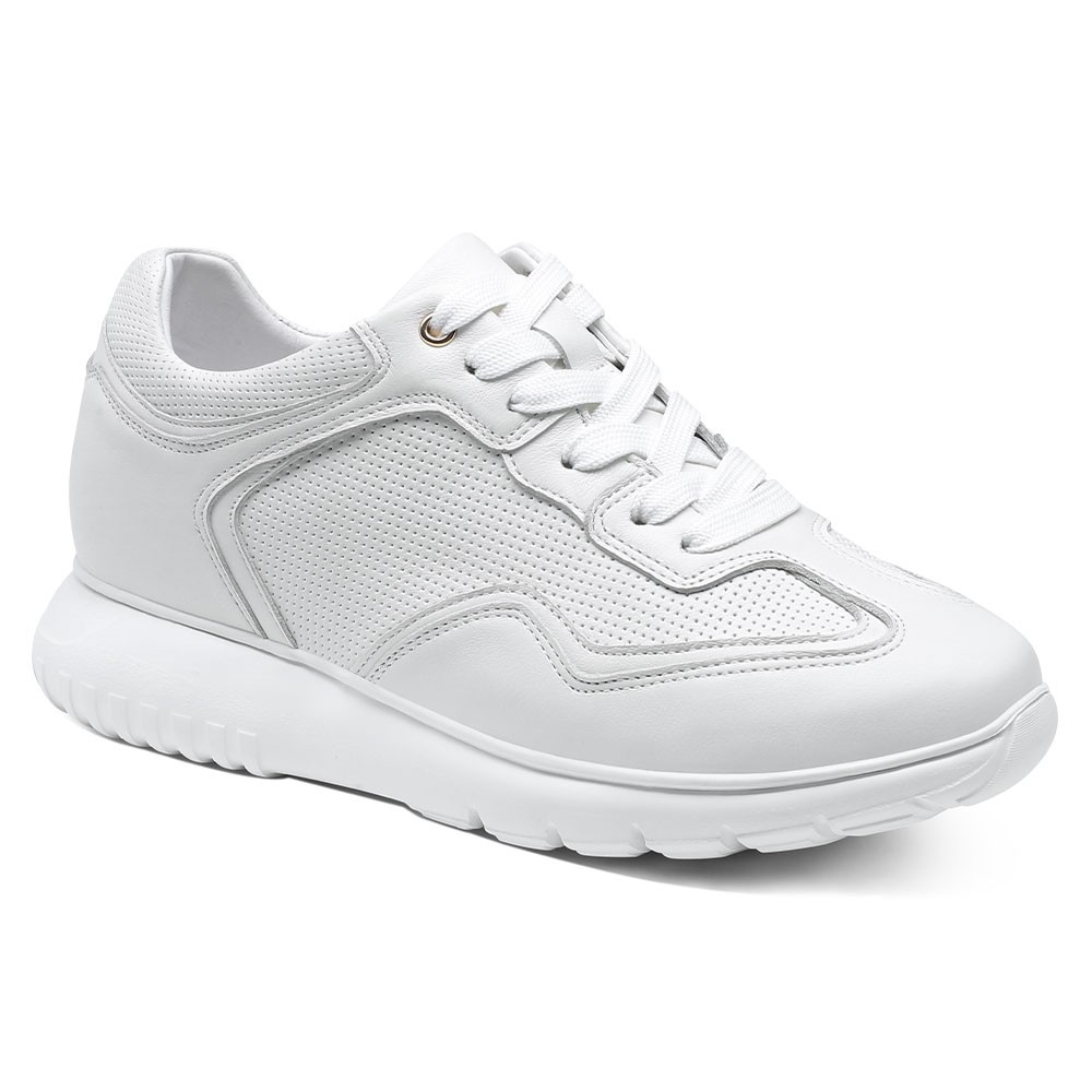 STRIDE Elevator Shoes For Women - Height Increasing Shoes For Ladies - Women Casual White Sneakers 7CM / 2.76 Inches