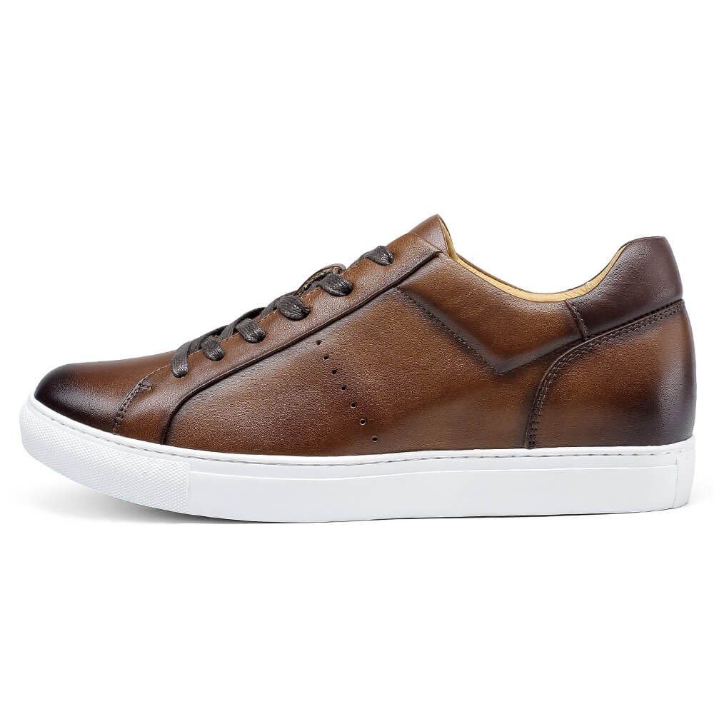 STRIDE Height Increasing Trainers - Sneakers That Make You Taller - Brown Casual Elevator Sneakers For Men 6 CM / 2.36 Inches
