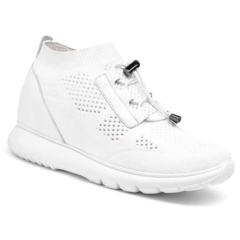 STRIDE Elevator Sneakers For Women - Sneakers To Look Taller - White Knit Sneakers 8cm / 3.15 Inches