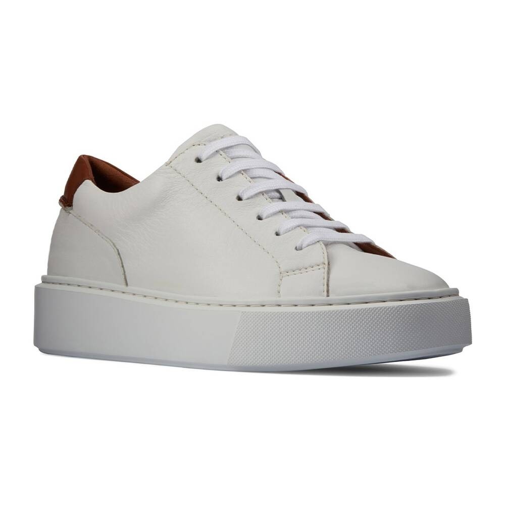STRIDE Elevator Sneakers -Women Wedge Sneakers - White Leather Sneakers That Add Height 7 CM / 2.76 Inches