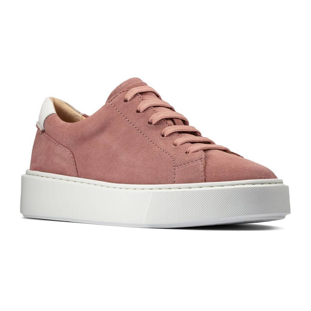 STRIDE 7 CM / 2.76 Inches Rose Suede Women Elevator Wedge Sneakers