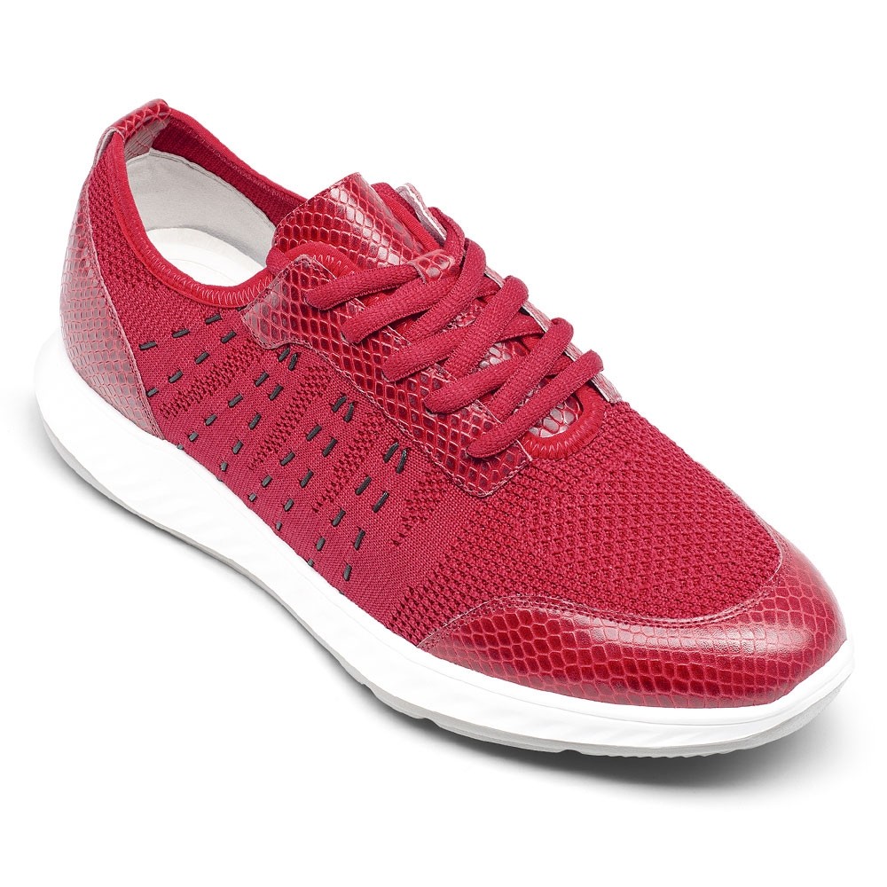 STRIDE Taller Shoes - Sneakers That Make You Taller - Red Knit Sneakers For Men 5 CM / 1.95 Inches