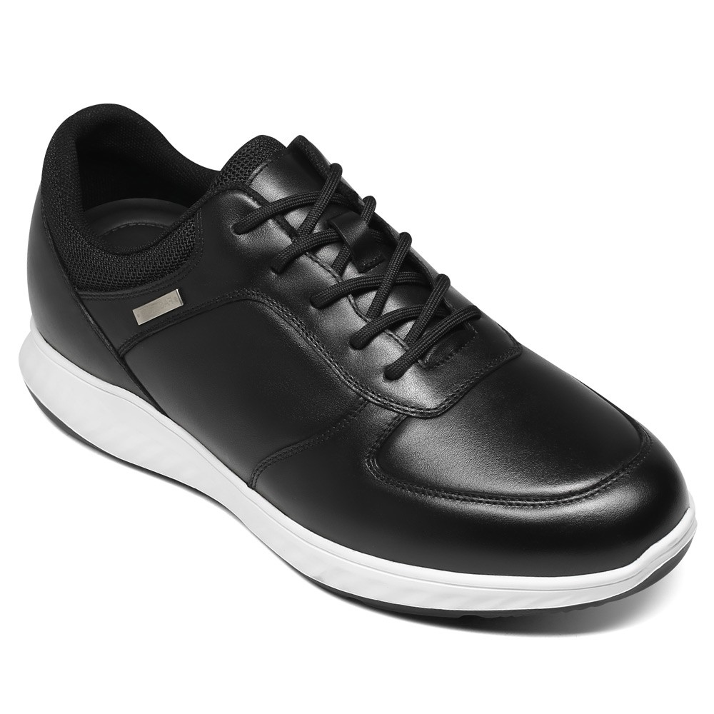STRIDE Tall Men Shoes Sneakers - Casual Men Leather Black Height Increasing Sneakers 6cm / 2.36 Inches