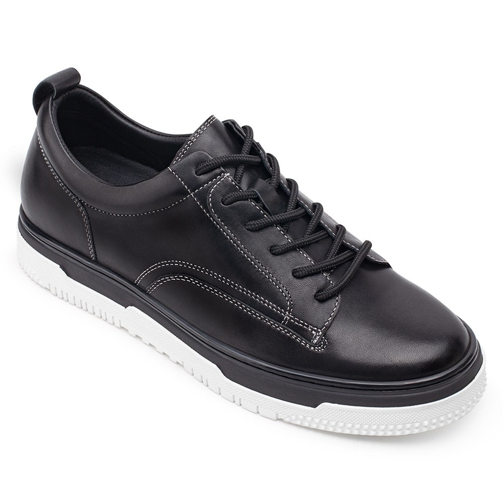 STRIDE Hidden Heel Shoes Mens - Casual Elevator Sneakers - Black Shoes That Make Men Taller 6CM / 2.36 Inches