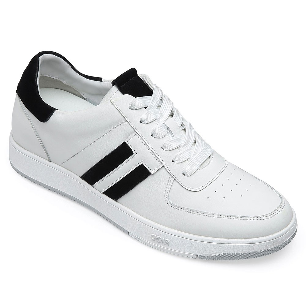 STRIDE Men's Elevator Sneakers Height Increasing Shoes White Leather Sneakers For Men 6CM / 2.36 Inches Taller