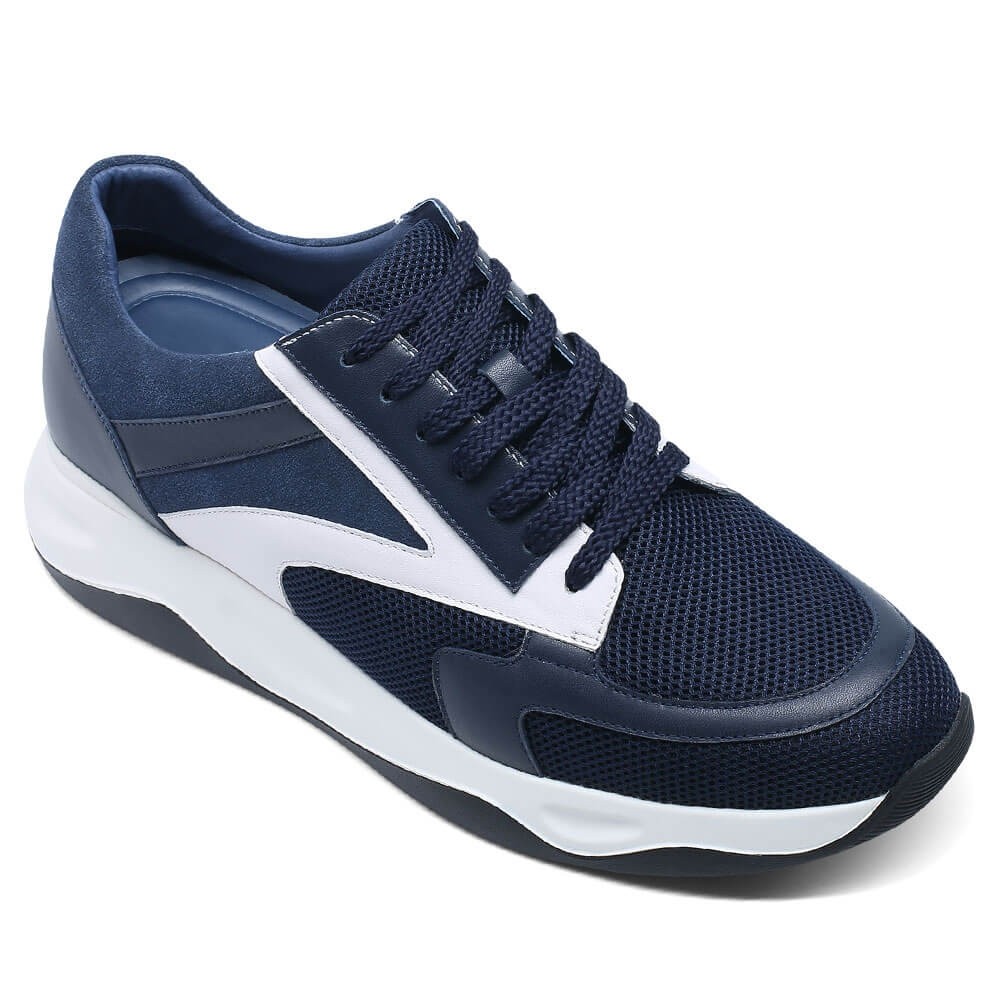 STRIDE Mens Raised Shoes - Height Elevator Shoes - Breathable Blue Sneaker For Men 8CM / 3.15 Inches