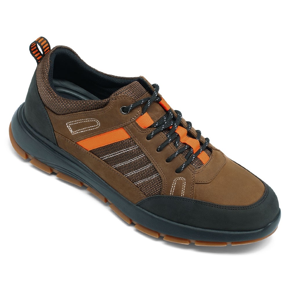 STRIDE Taller Sneakers - Walking Sneakers That Make You Taller - Outdoor Brown Hiking Shoes For Men 7 CM / 2.76 Inches