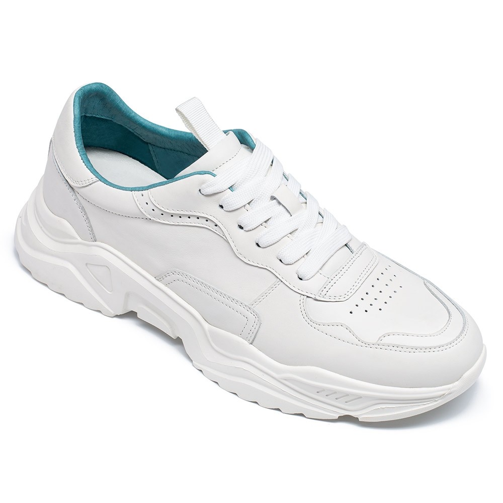 STRIDE Height Increasing Sports Shoes - Sports Shoes That Increase Your Height - White Leather Men Sneakers 7 CM / 2.76 Inches