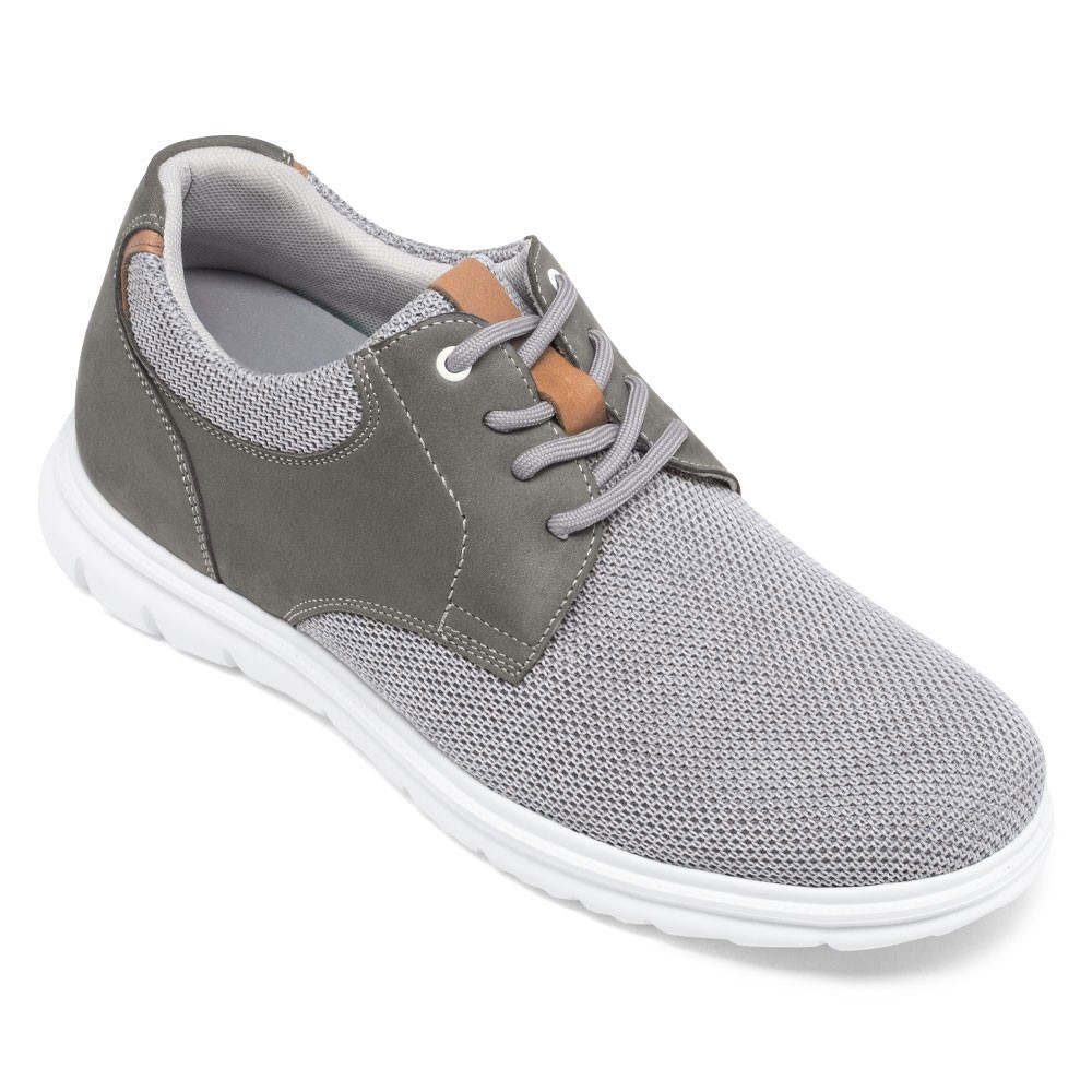 STRIDE Men Elevator Shoes Gray Mesh Casual Shoes For Short Men That Make You 7CM / 2.76 Inches Taller