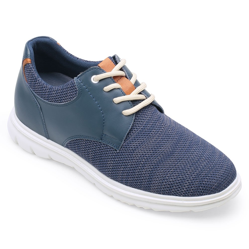 STRIDE Men Elevator Shoes Navy Mesh Casual Shoes For Short Men That Make You 7CM / 2.76 Inches Taller