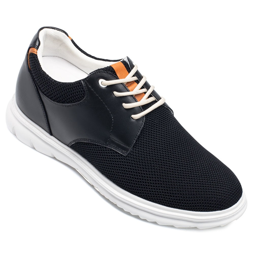 STRIDE Men Elevator Shoes Black Mesh Casual Shoes For Short Men That Make You 7CM / 2.76 Inches Taller