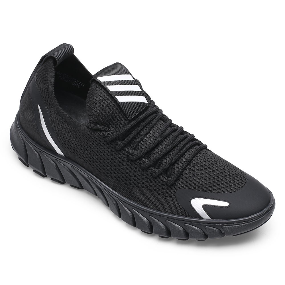 STRIDE Men Elevator Shoes Sneakers - Black Height Increasing Sneakers - Shoes That Make You Taller 6 CM / 2.36 Inches