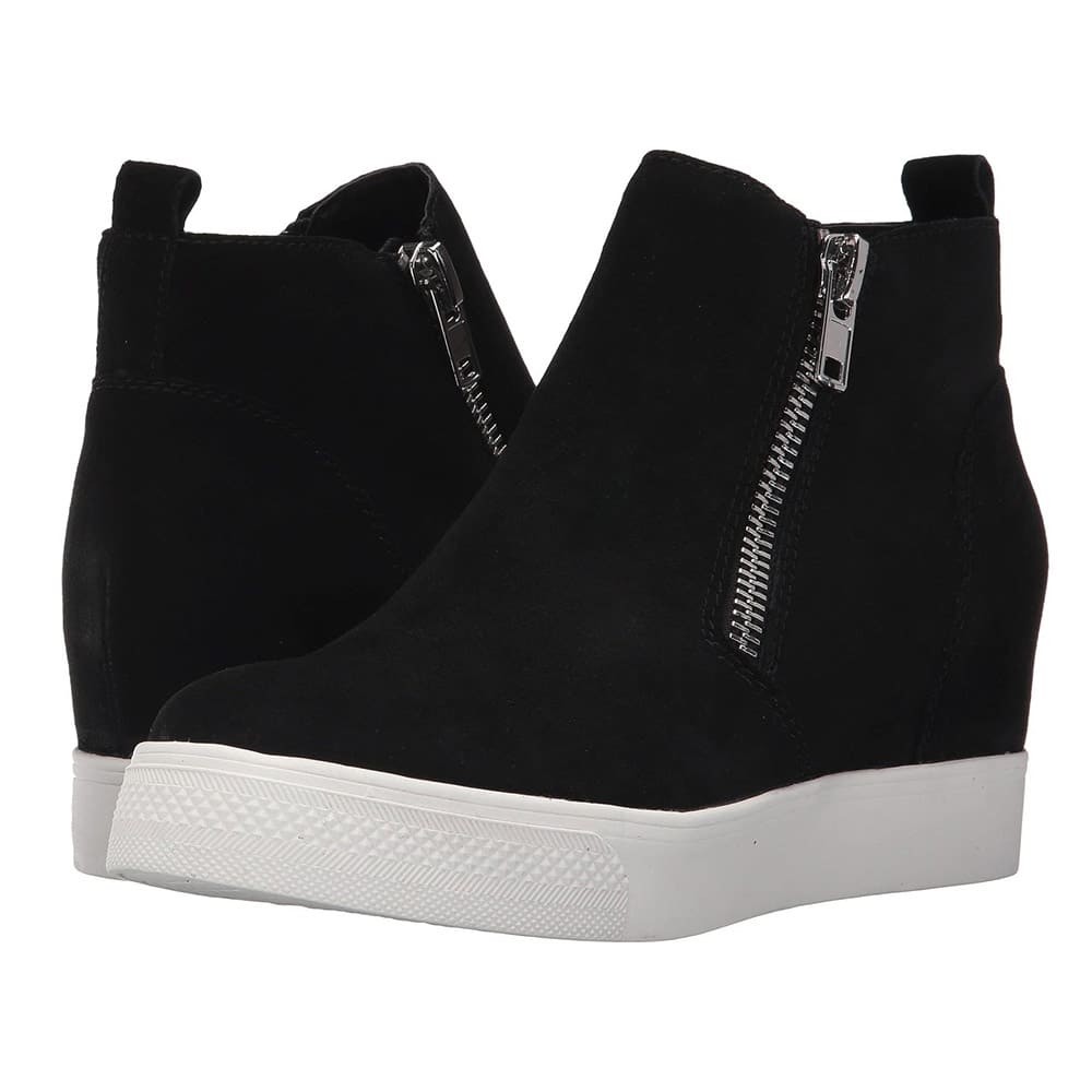 STRIDE Women High Top Hidden Custom Wedge Sneakers 7 CM / 2.76 Inches-Black