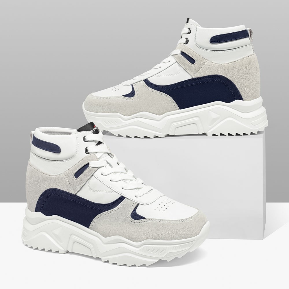 STRIDE Height Increasing Shoes For Men - Shoe Lifts To Increase Height - Men Suede High Top Sneakers 10 CM / 3.94 Inches
