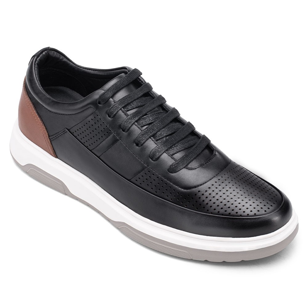 STRIDE Height Enhancing Shoes - Men's Shoes Make You Look Taller - Black Leather Casual Men Shoes Taller 6CM / 2.36 Inches
