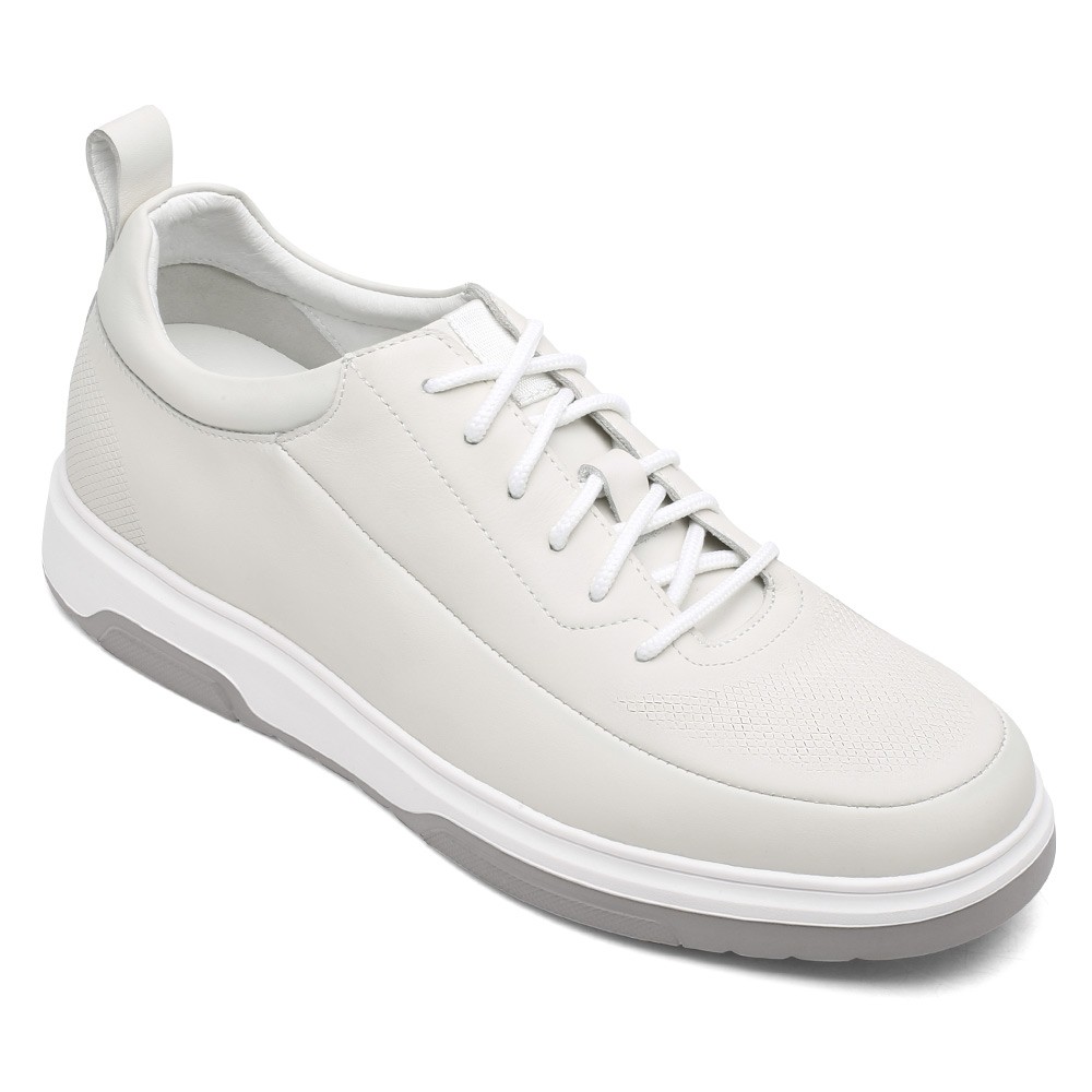 STRIDE Height Enhancing Shoes - Mens Shoes That Add Height - Beige Men's Casual Lift Shoes 6CM / 2.36 Inches