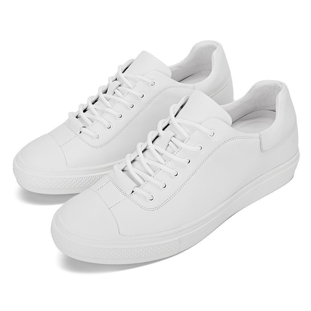 STRIDE Elevator Shoe For Men - Height Increasing Sneakers - White Casual Shoes 6cm / 2.36 Inches (37)