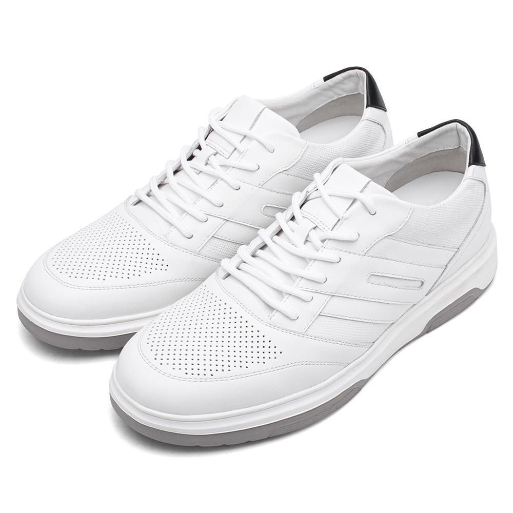 STRIDE Men Raised Shoes - Mens Shoes That Add Height - Casual White Elevator Shoes 6CM / 2.36 Inches (37)