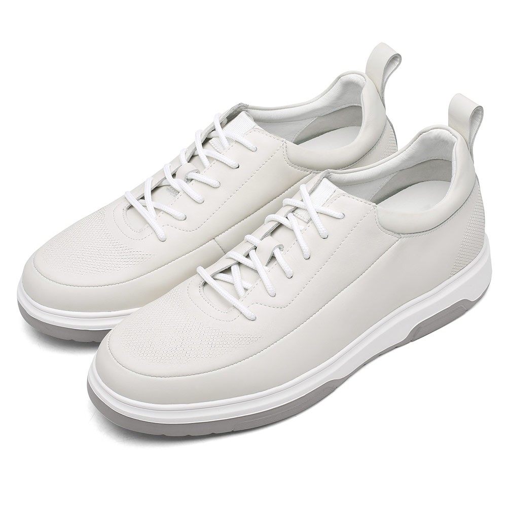 STRIDE Height Enhancing Shoes - Mens Shoes That Add Height - Beige Men's Casual Lift Shoes 6CM / 2.36 Inches (37)