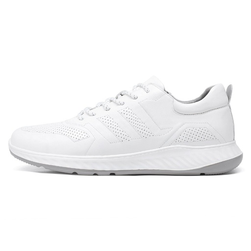 STRIDE Elevator Sneakers - Mens Taller Shoes - Breathable Leather White Sneakers To Increase Height 6 CM / 2.36 Inches (37)