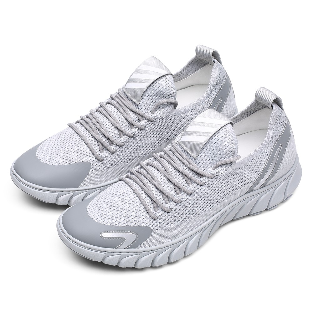 STRIDE Men Elevator Shoes Sneakers - Gray Height Increasing Sneakers - Shoes That Make You Taller 6 CM / 2.36 Inches (37)