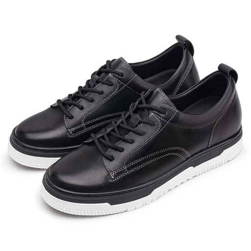 STRIDE Hidden Heel Shoes Mens - Casual Elevator Sneakers - Black Shoes That Make Men Taller 6CM / 2.36 Inches (37)