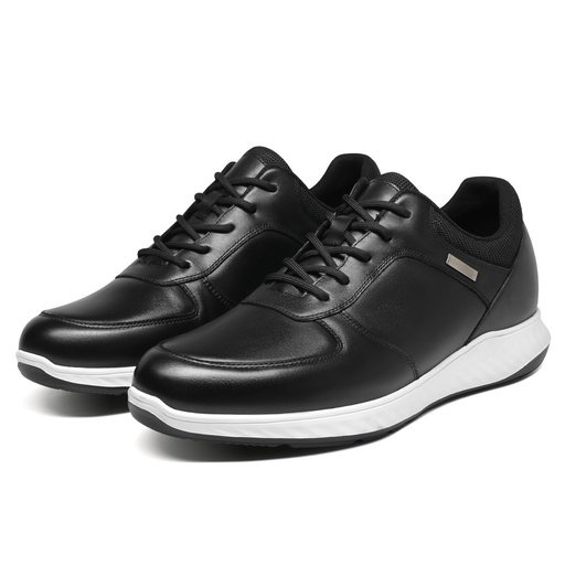 STRIDE Tall Men Shoes Sneakers - Casual Men Leather Black Height Increasing Sneakers 6cm / 2.36 Inches (37)