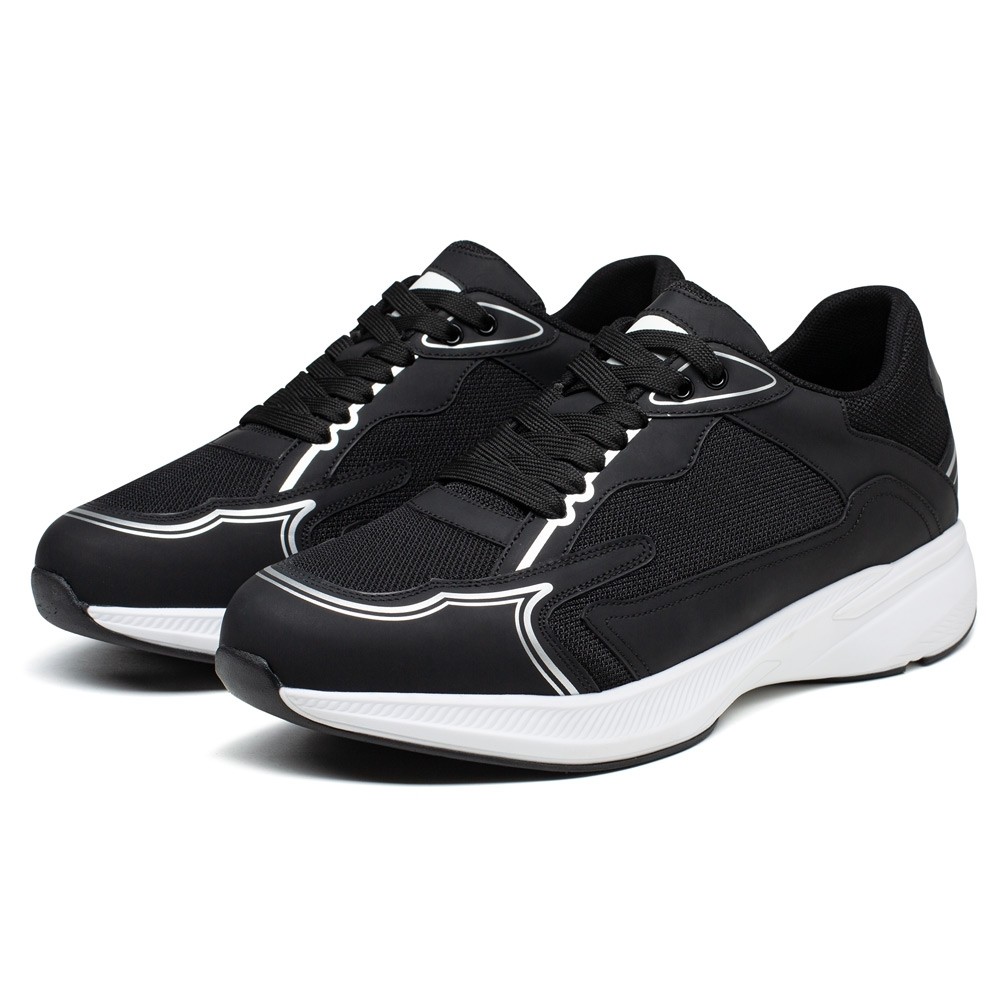 STRIDE Height Increase Sneakers - Breathable Men Black Sneakers That Make You Taller 7CM / 2.76 Inches (37)