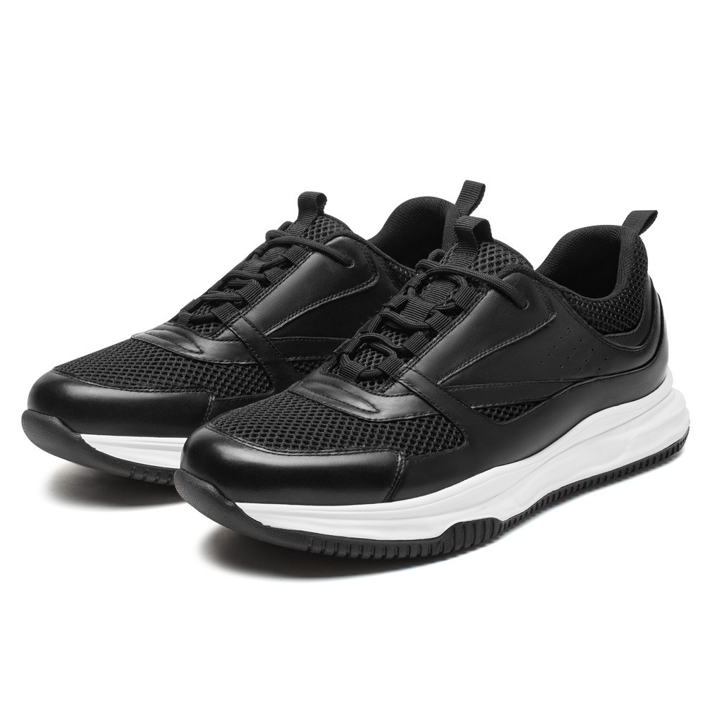 STRIDE Height Increase Sports Shoes - Breathable Men Black Sneakers That Make You Taller 7CM / 2.76 Inches (37)