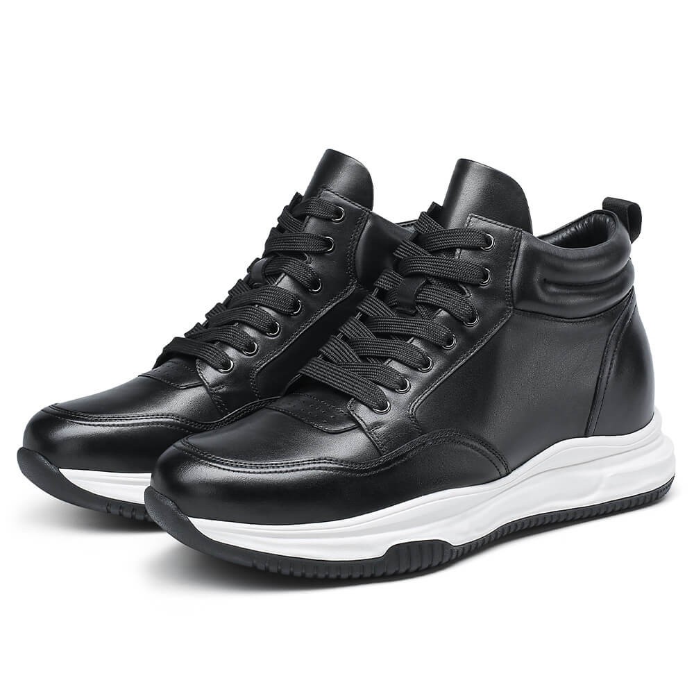 STRIDE Men Taller Shoes - Sneakers That Make You Taller - Black High Top Sneakers 7cm / 2.76 Inches (37)
