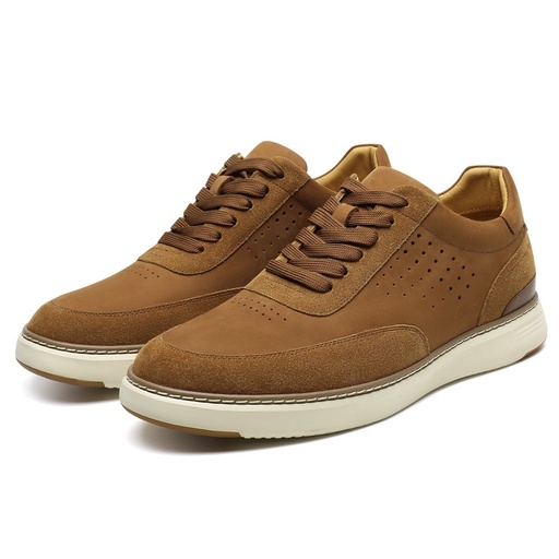 STRIDE Elevator Sneakers - Brown Casual Mens Sneakers That Make You Taller 6CM / 2.36 Inches (37)
