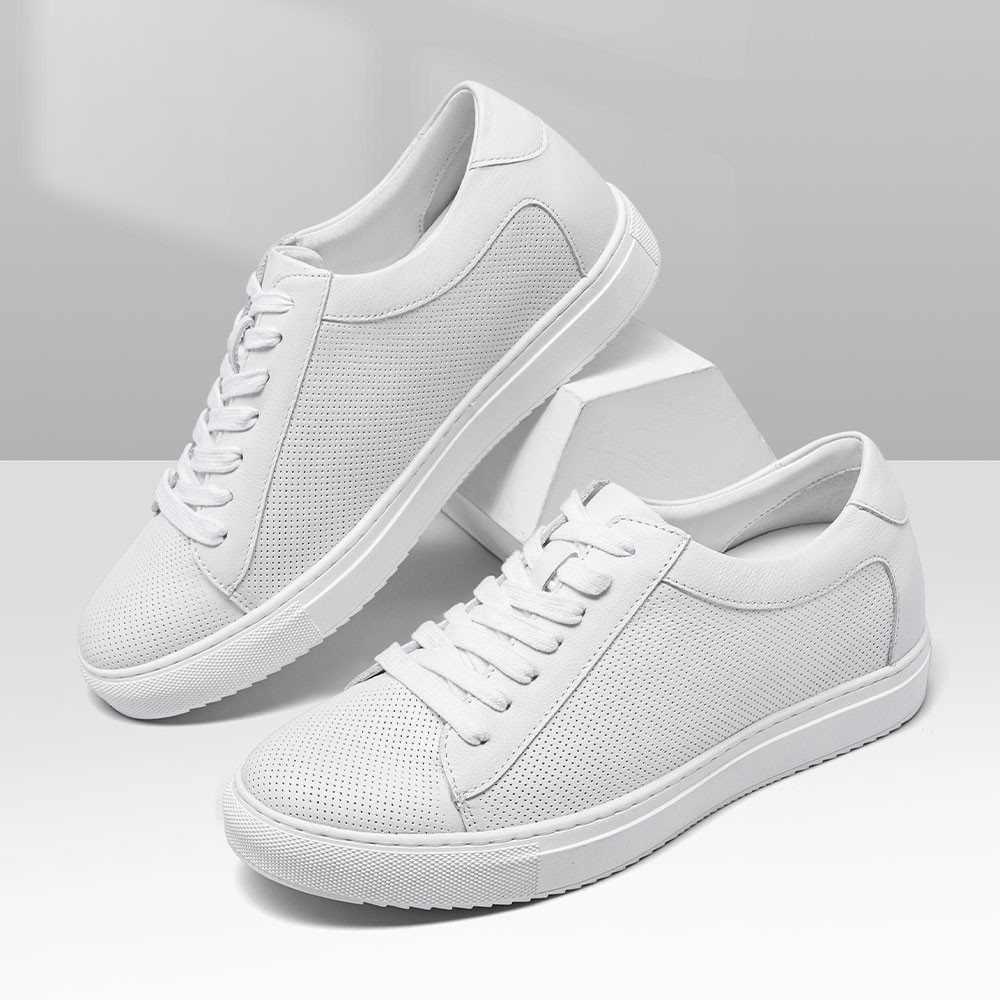 STRIDE Height Increasing Sneakers - White Sneakers That Make You Taller - Breathable Casual Men Sneakers 7cm / 2.76 Inches (37)