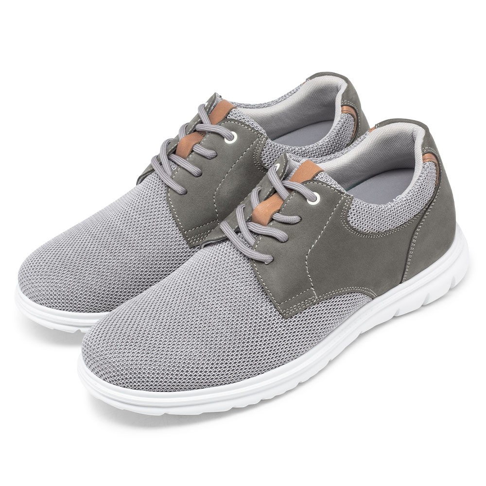 STRIDE Men Elevator Shoes Gray Mesh Casual Shoes For Short Men That Make You 7CM / 2.76 Inches Taller (37)