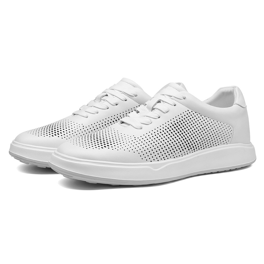 STRIDE Tall Men Shoes - Breathable White Sneakers Increase Height For Men 7CM / 2.76 Inches (37)