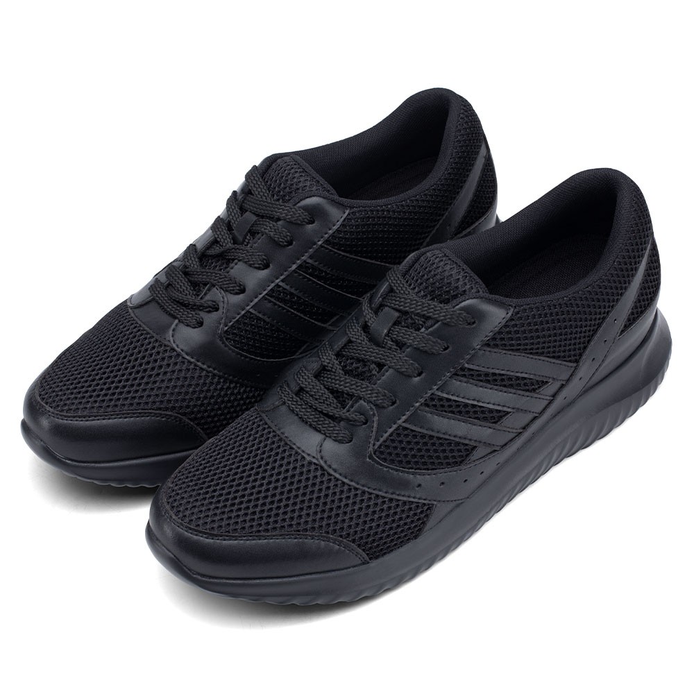 STRIDE Comfortable Height Increasing Shoes Black Mens Elevator Sneakers Sports Athletic Trainers 7CM / 2.76 Inches (37)