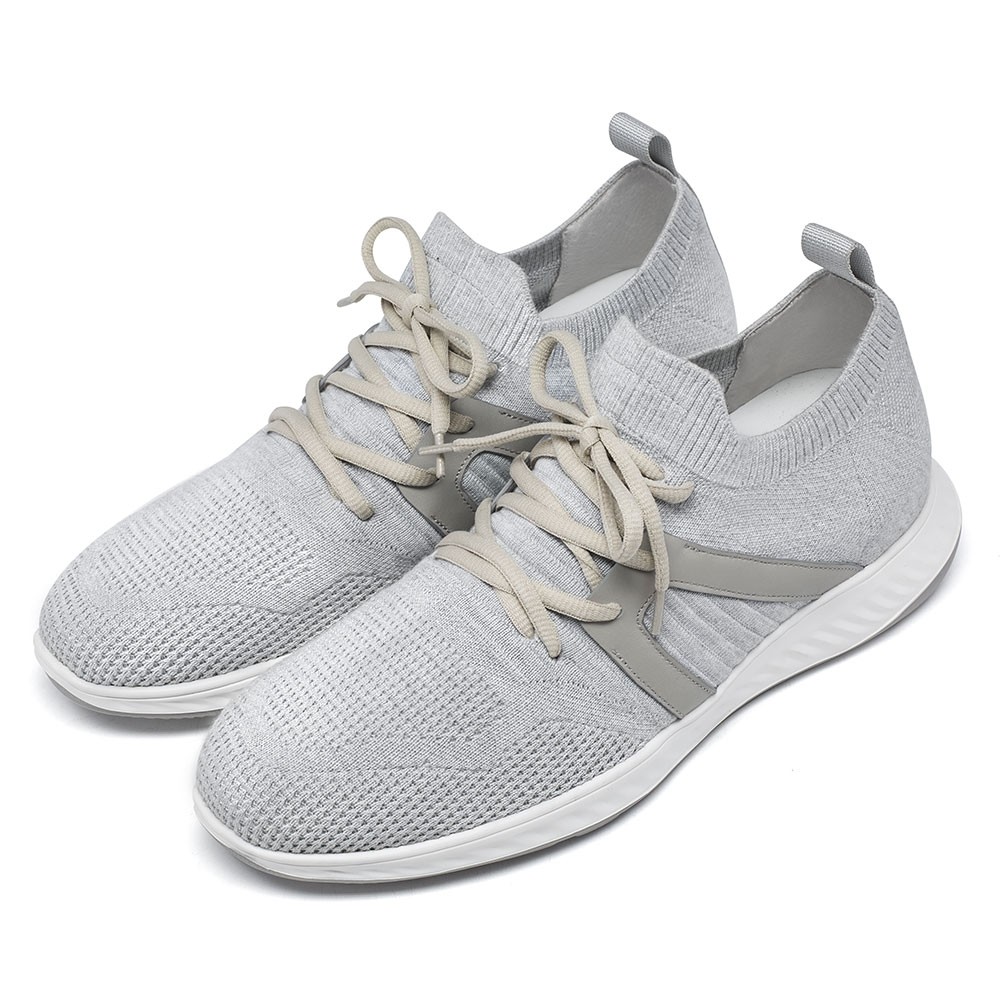 STRIDE Height Increase Sneakers - Mens High Lift Shoes - Breathable Knit Fabric Outdoor Men Sports Shoes 7 CM / 2.76 Inches (37)