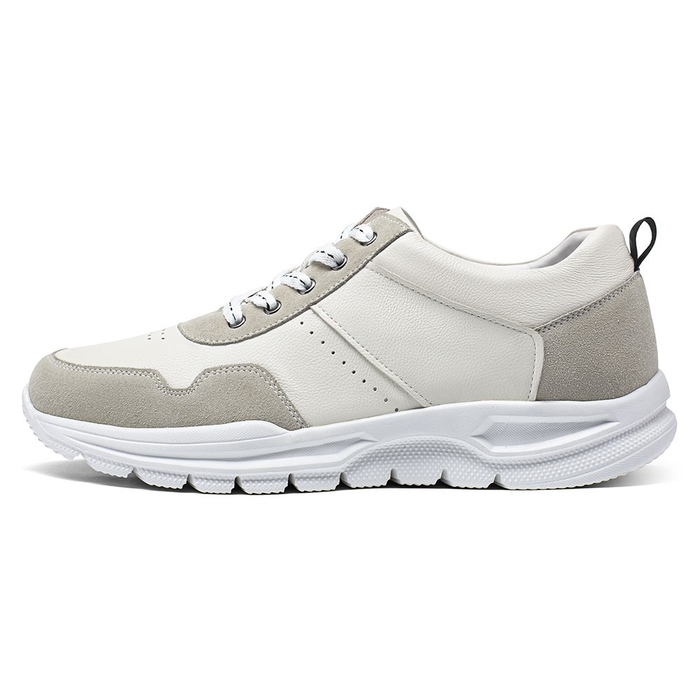 STRIDE Height Elevator Shoes - Mens Shoes That Add Height - Off-White Suede Casual Men Sneakers 7 CM / 2.76 Inches (37)