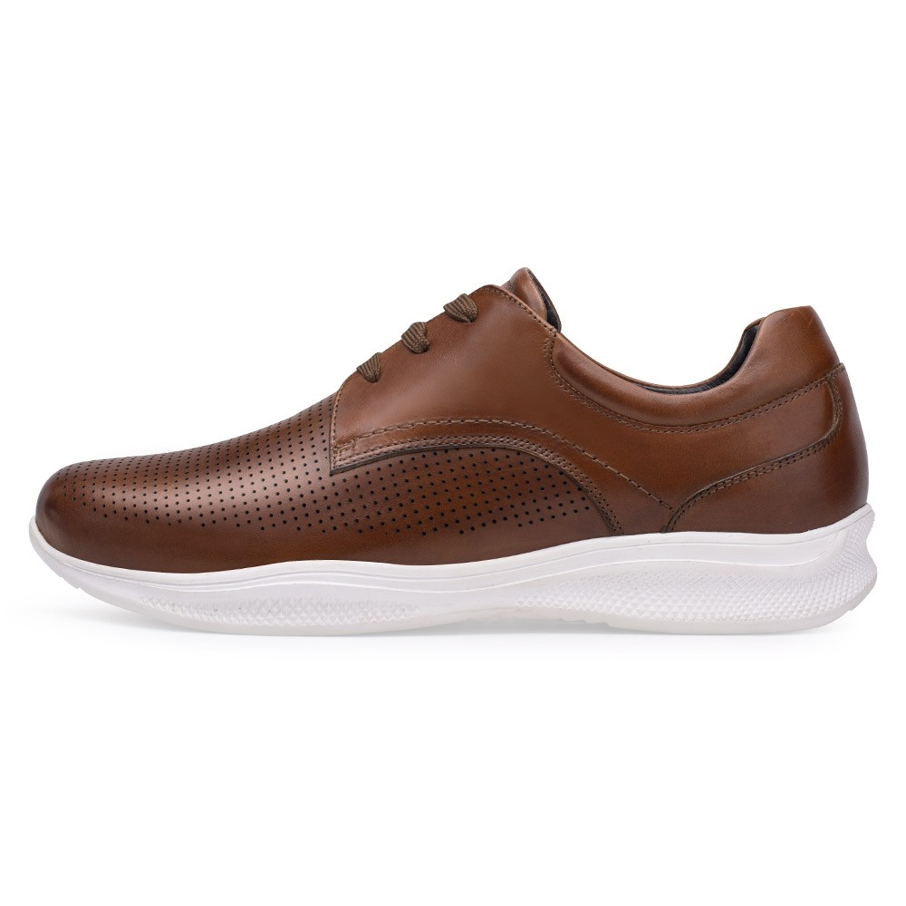 STRIDE Elevator Shoes - Height Increasing Shoes For Men - Brown Leather Casual Sneaker Shoes 7CM / 2.76 Inches Taller (37)