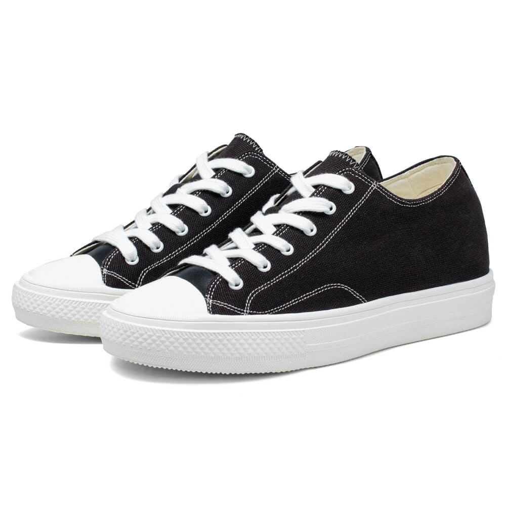STRIDE Elevator Shoes - Mens Shoes That Make You Taller - Black Canvas Shoes 6 CM / 2.36 Inches (37)