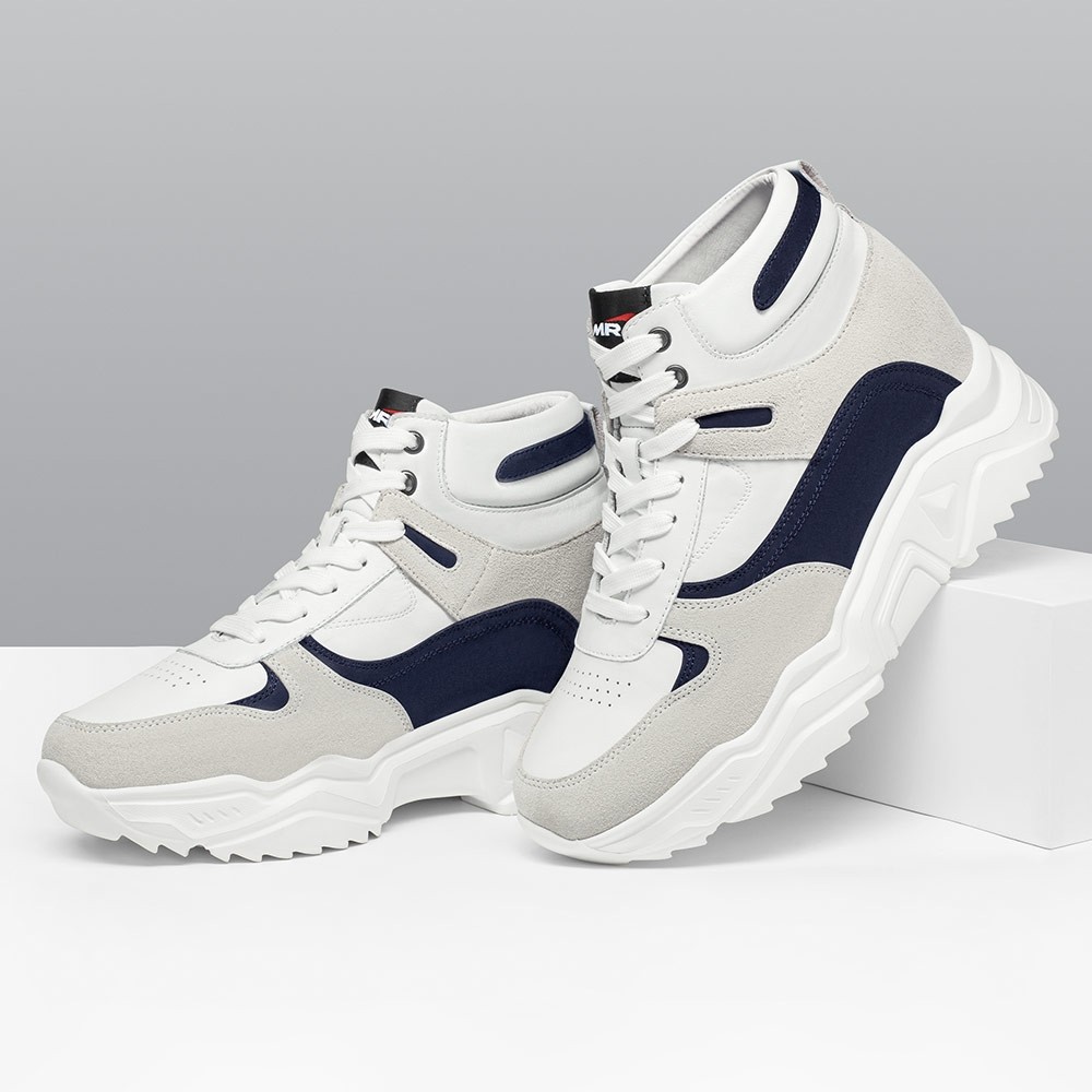 STRIDE Height Increasing Shoes For Men - Shoe Lifts To Increase Height - Men Suede High Top Sneakers 10 CM / 3.94 Inches (37)